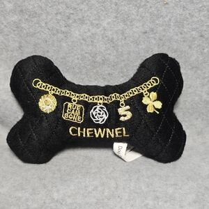 Chewnel Black Dog Toy with Gold Accents